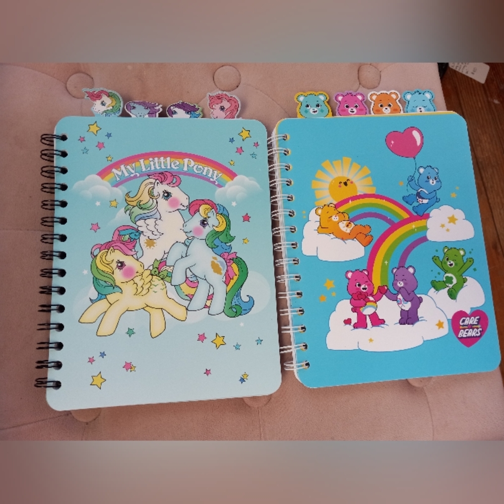 DK My Lil Pony & Carebear 5 tab diary/journal/ notepad spiral notebook nwt